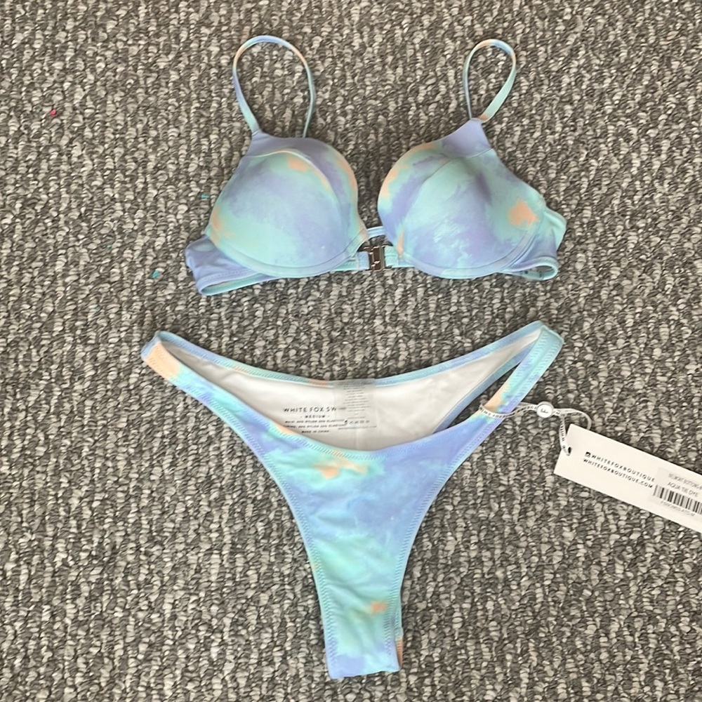 White Fox Aqua Tie-Dye Bikini Set